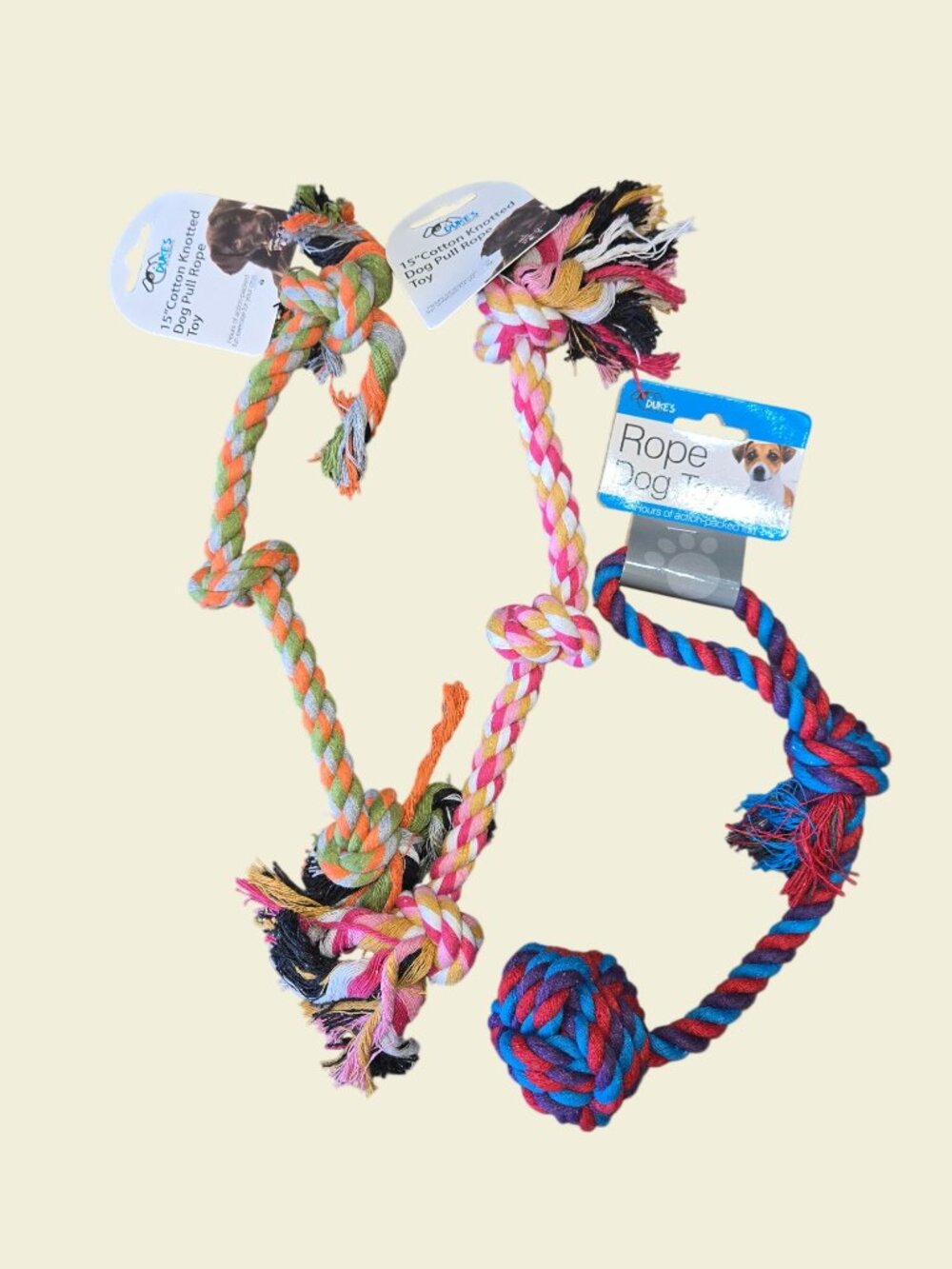 Dukes Pet Knotted Dog Pull Rope Toy 3-Pack Set